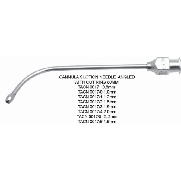 Cannula Suction Needle Angled – Without Ring, 80mm, Multiple Diameters