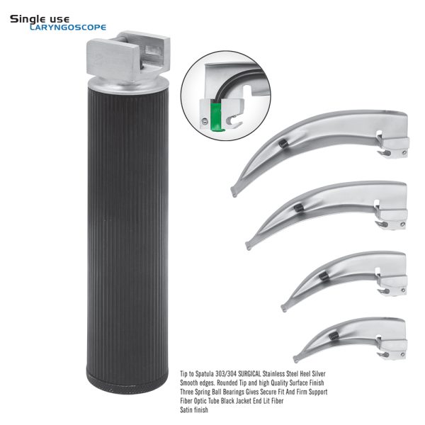 Macintosh Single Use Fiber Optic Laryngoscope – Silver Heel