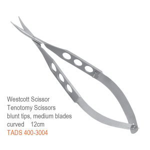Westcott Tenotomy Scissors – Curved, Blunt Tips, Medium Blades, 12 cm