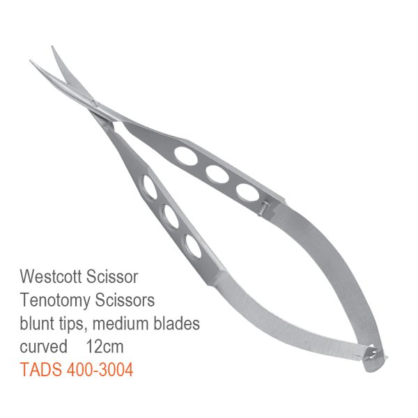 Westcott Tenotomy Scissors – Curved, Blunt Tips, Medium Blades, 12 cm