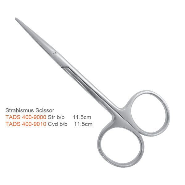 Strabismus Scissors – Straight & Curved, Blunt/Blunt, 11.5 cm
