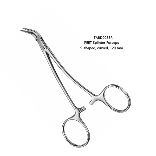 Peet Splinter Forceps, S-shaped, curved, 120 mm