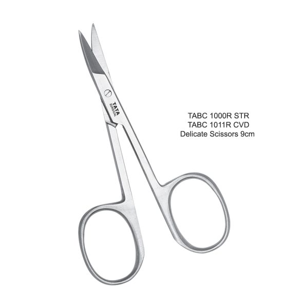Delicate Scissors, Straight and Curved, 9 cm