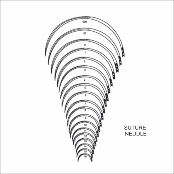 Suture Needles, Half Circle, Sizes 000 to 16