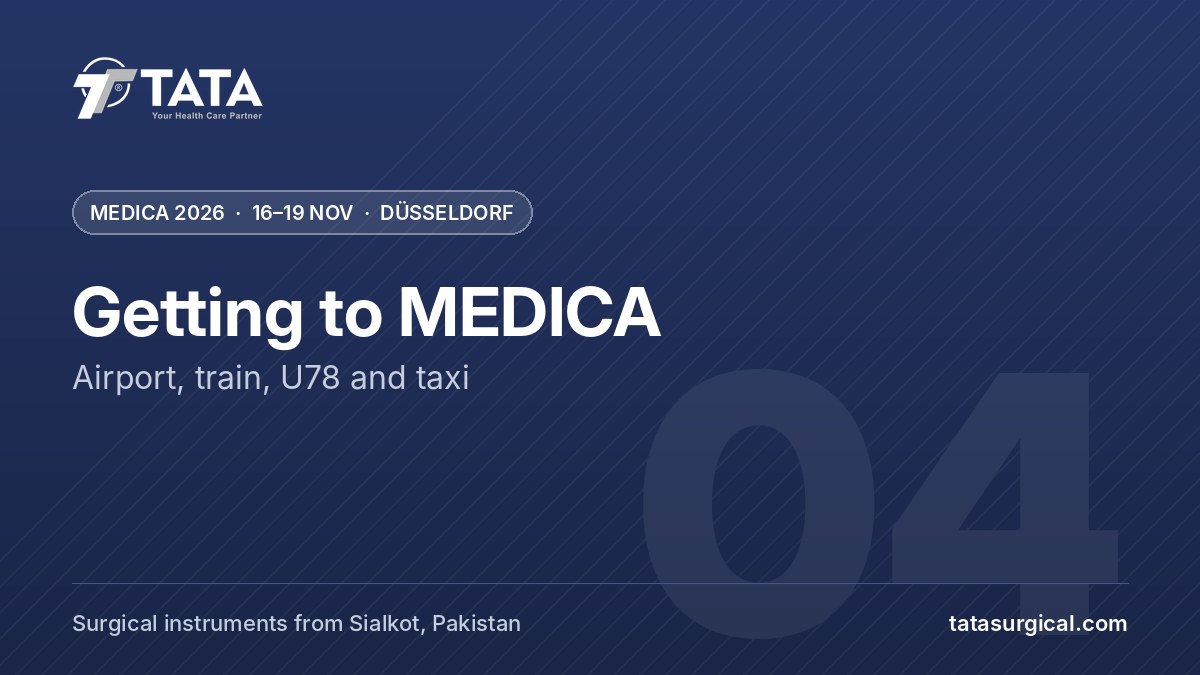 Getting to MEDICA: Airport, train, U78 and taxi - Tata Surgical at MEDICA 2026, Düsseldorf