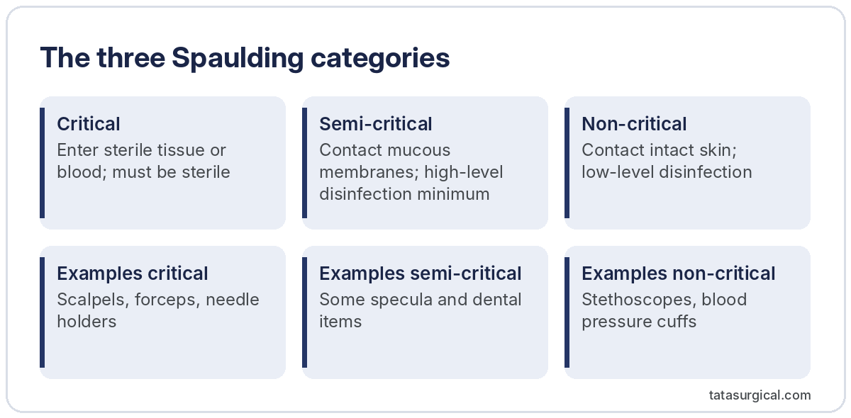 The three Spaulding categories - Tata Surgical