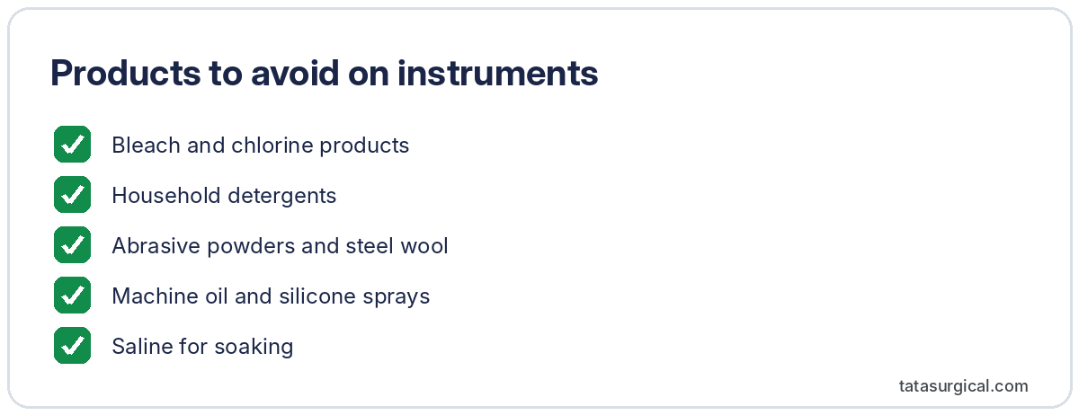 Products to avoid on instruments - Tata Surgical