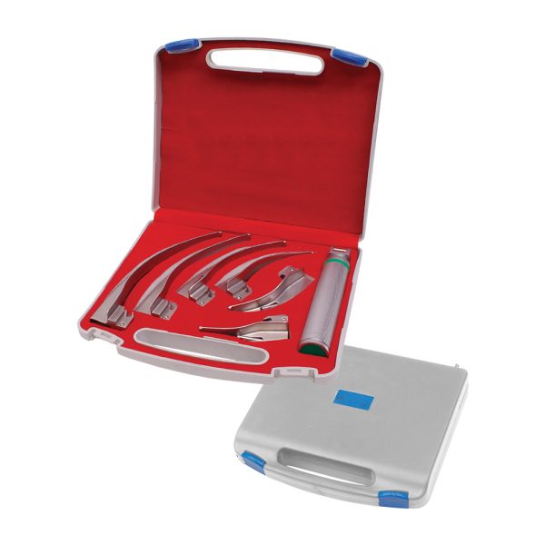 Laryngoscope Set in Hard Case, Red, 7 Blades