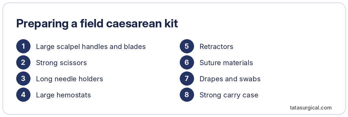 Preparing a field caesarean kit - Tata Surgical