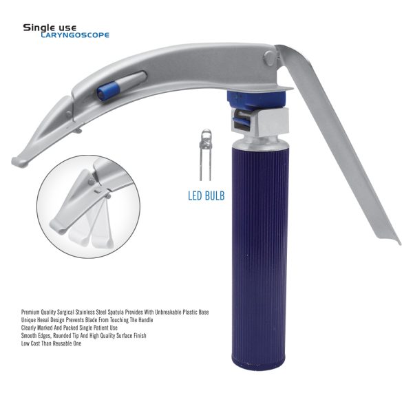 Single Use Laryngoscope, Blue Handle, LED