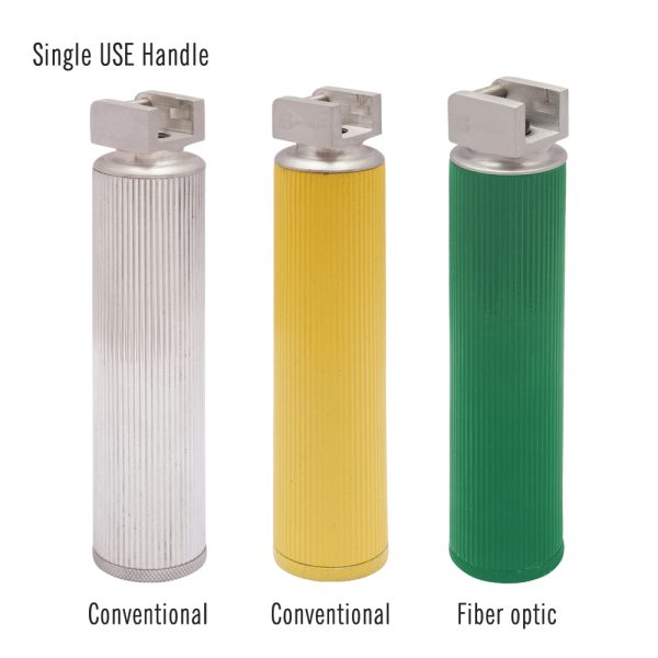 Single Use Laryngoscope Handle, Conventional and Fiber Optic
