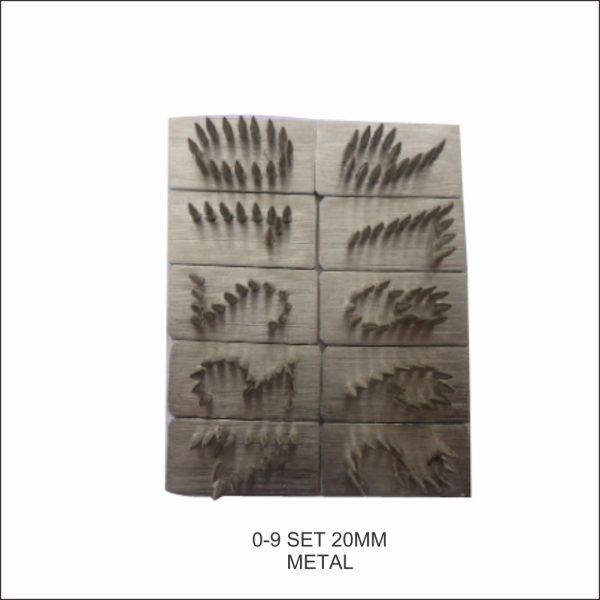 Tattoo Digit Set 0-9, 20 mm, Metal