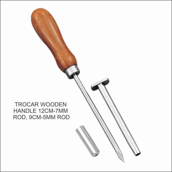 Trocar with Wooden Handle, 12 cm / 9 cm